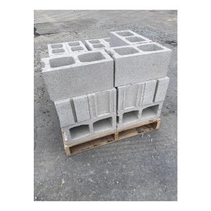 Stretchers, also known as concrete masonry units (CMUs) or “cinder blocks”. Concrete block